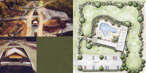 A picture of two different designs for a park.